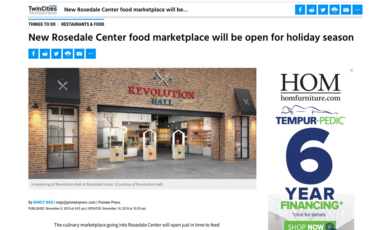New Rosedale Center food marketplace will be open for holiday season