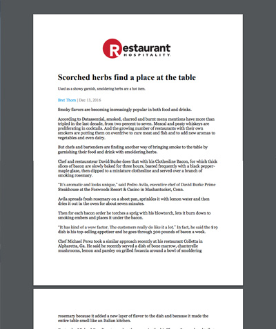 Scorched herbs find a place at the table