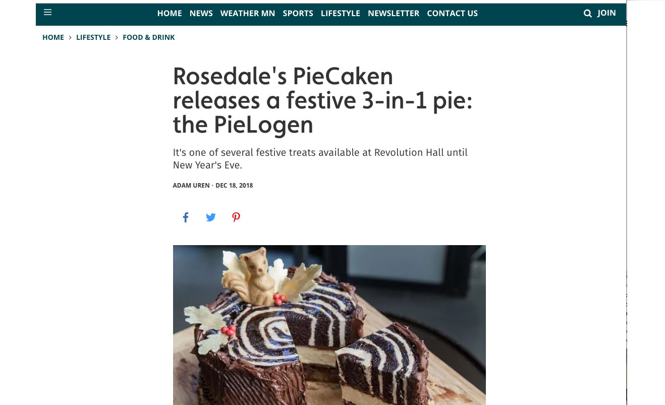 Rosedale's PieCaken releases a festive 3-in-1 pie: the PieLogen