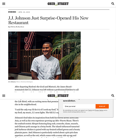 Grub Street: J.J. Johnson Just Surprise-Opened His New Restaurant