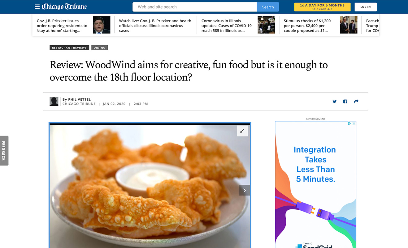 Review: WoodWind aims for creative, fun food but is it enough to overcome the 18th floor location?