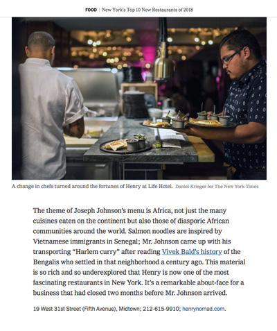 New York’s Top 10 New Restaurants of 2018